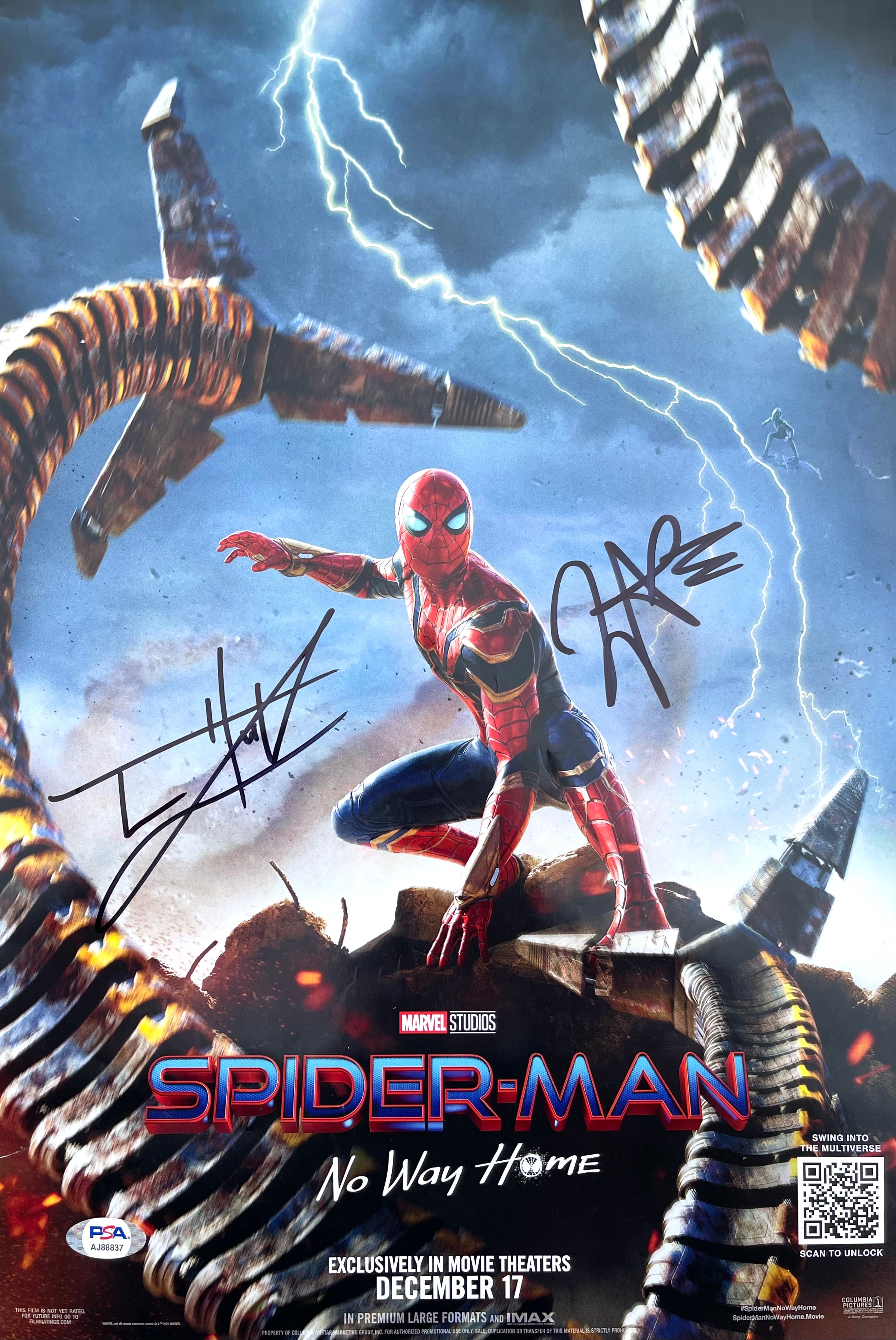 Zendaya & Tom Holland Signed Autographed 11x17 