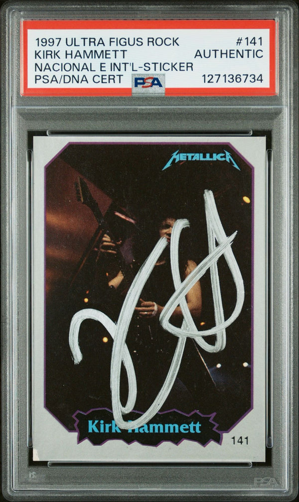 1997 Ultra Figus #141 Kirk Hammett Sticker Auto PSA/DNA Authenticated