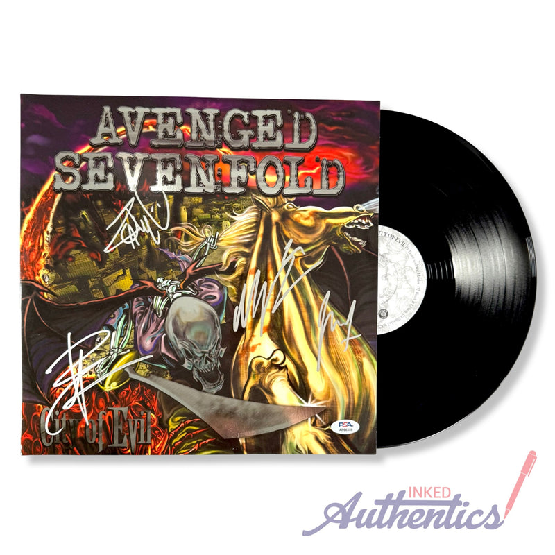 Avenged Sevenfold Signed Autographed Vinyl LP "City of Evil" PSA/DNA Authenticated