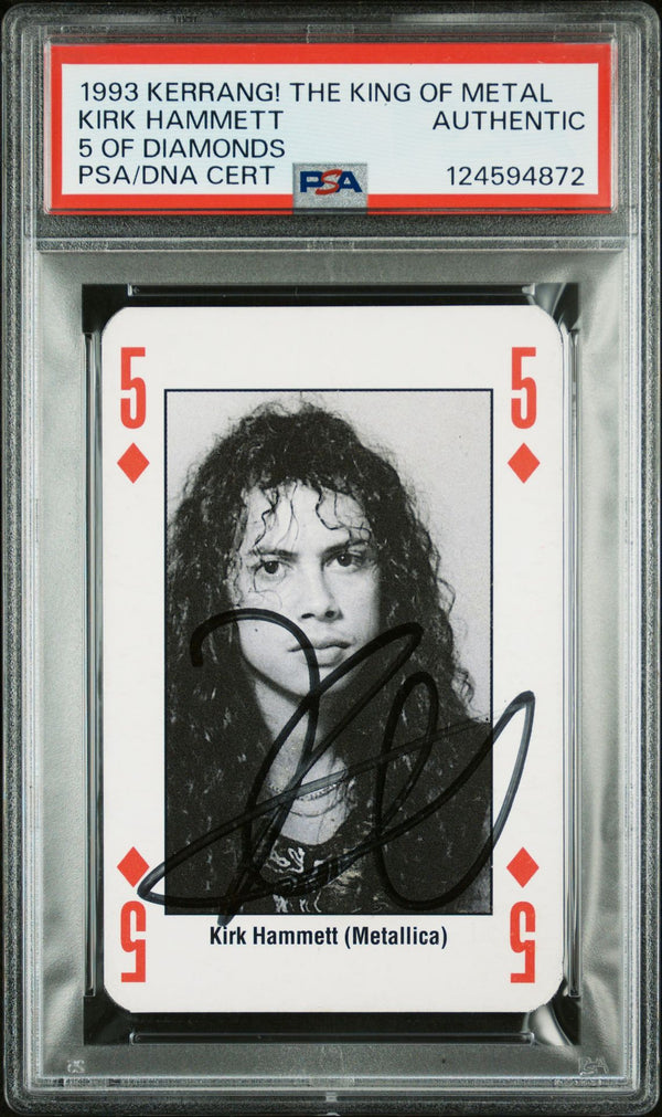 1993 Kerrang! The King Of Metal Kirk Hammett 5 Of Diamonds Auto PSA/DNA Authenticated