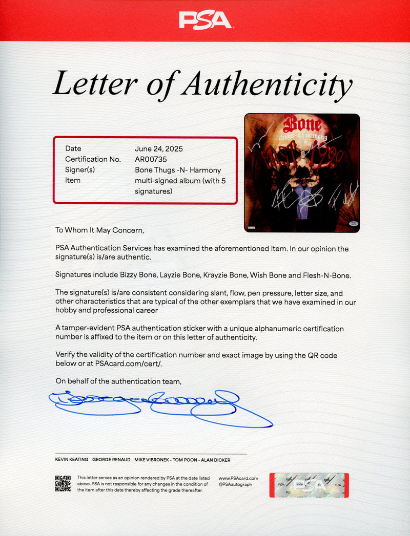 Bone Thugs-N-Harmony Signed Autographed Vinyl LP "East 1999" PSA/DNA Authenticated