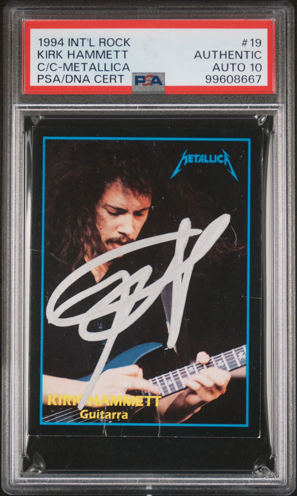 1994 International Rock Card Collection #19 Kirk Hammett Signed PSA/DNA 10 Gem Mint