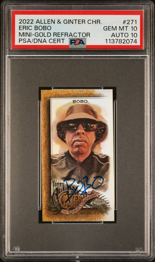 2022 Topps Allen & Ginter Chrome #271 Eric Bobo Mini Gold Refractor Auto /50 PSA 10/10 Gem Mint