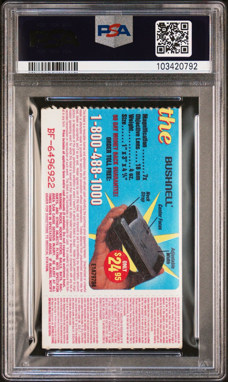 Chad Smith Signed Autographed Ticket Stub “Californication” Tour 8/13/2000 PSA/DNA 9 Mint