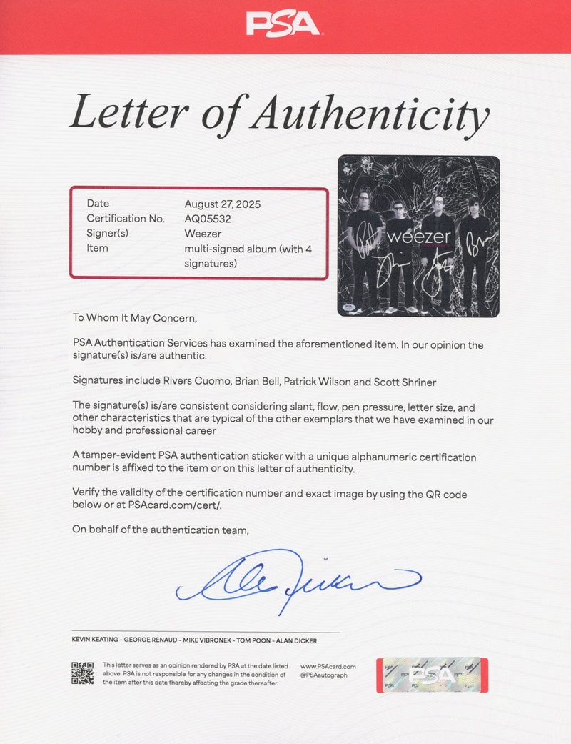 Weezer Signed Autographed Vinyl LP “Make Believe” PSA/DNA Authenticated