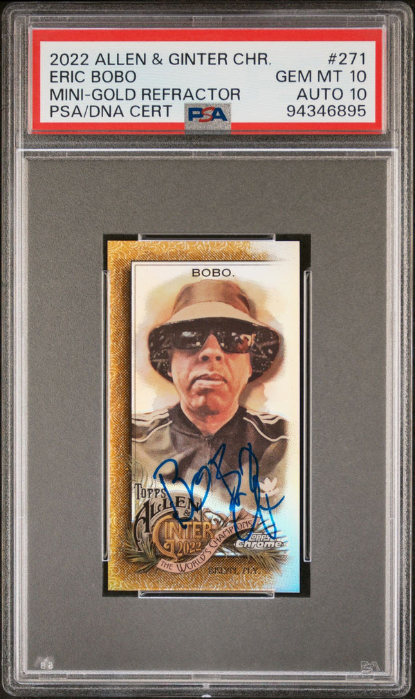 2022 Topps Allen & Ginter Chrome #271 Eric Bobo Mini Gold Refractor Auto /50 PSA 10/10 Gem Mint