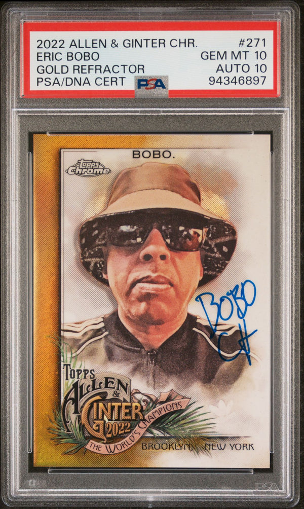 2022 Topps Allen & Ginter Chrome #271 Eric Bobo Gold Refractor Auto /50 PSA 10/10 Gem Mint