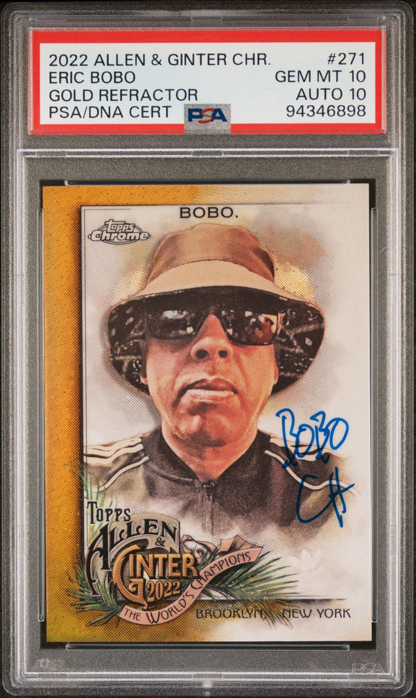 2022 Topps Allen & Ginter Chrome #271 Eric Bobo Gold Refractor Auto /50 PSA 10/10 Gem Mint