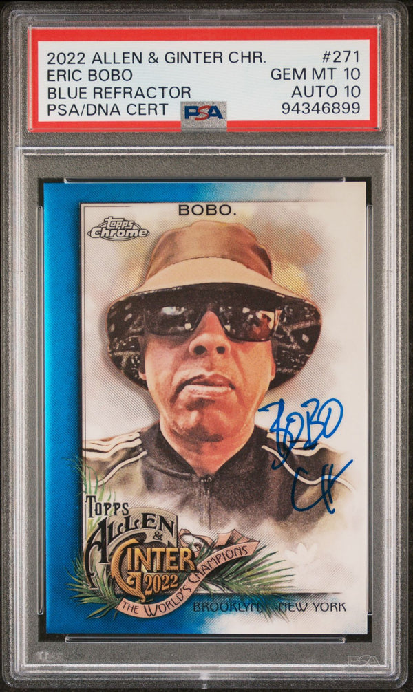 2022 Topps Allen & Ginter Chrome #271 Eric Bobo Blue Refractor Auto /150 PSA 10/10 Gem Mint