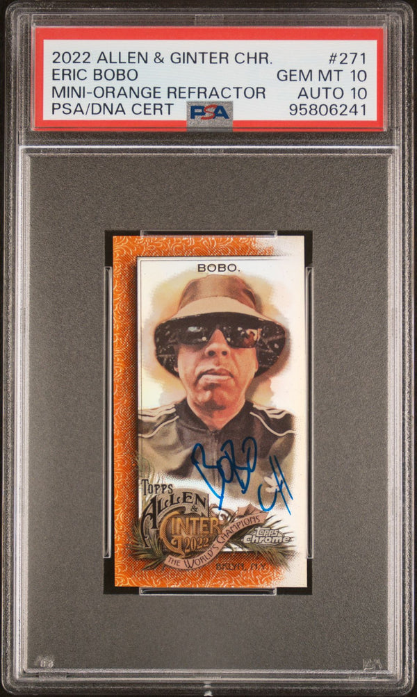 2022 Topps Allen & Ginter Chrome #271 Eric Bobo Mini Orange Refractor Auto /25 PSA 10/10 Gem Mint