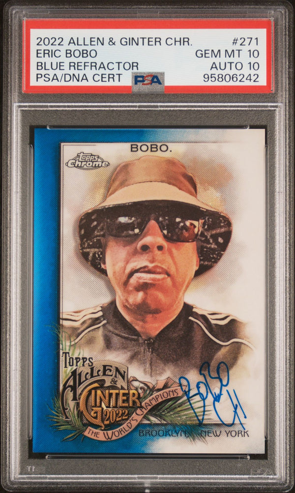 2022 Topps Allen & Ginter Chrome #271 Eric Bobo Blue Refractor Auto /150 PSA 10/10 Gem Mint