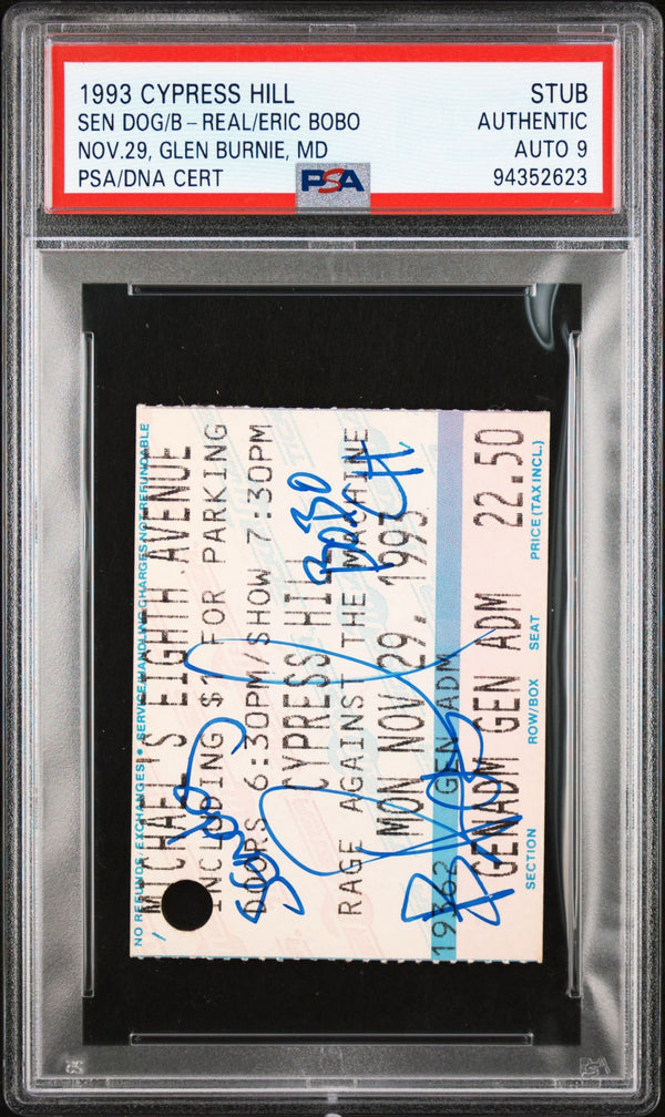 Cypress Hill Signed Autographed Ticket Stub 11/29/93 PSA/DNA 9 Mint