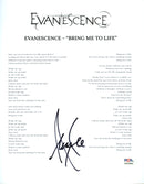 Amy Lee Signed Autographed 8x10 Lyric Sheet “Bring Me to Life” PSA/DNA Authenticated