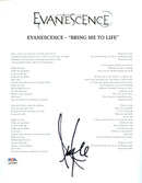 Amy Lee Signed Autographed 8x10 Lyric Sheet “Bring Me to Life” PSA/DNA Authenticated