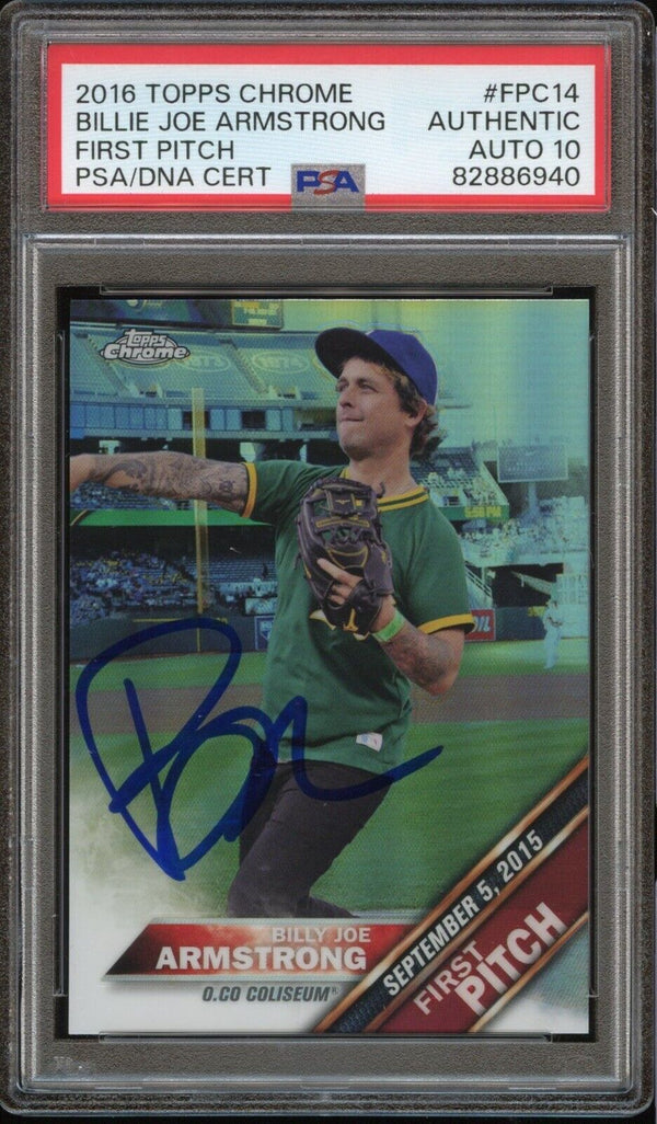 2016 Topps Chrome #FPC14 Billie Joe Armstrong Refractor Auto PSA/DNA 10 Gem Mint