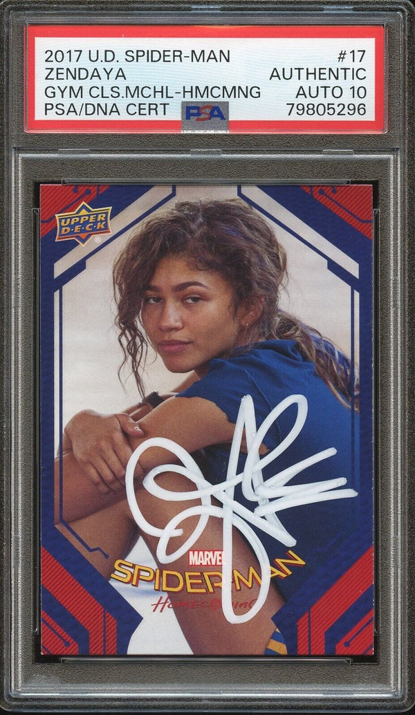 2017 Upper Deck Spider-Man #17 Zendaya Gym Class Michelle Auto PSA/DNA 10 Gem Mint