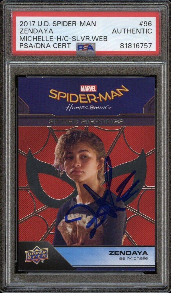 2017 Upper Deck Spider-Man #96 Zendaya Michelle Homecoming Silver Web Auto PSA/DNA Aut