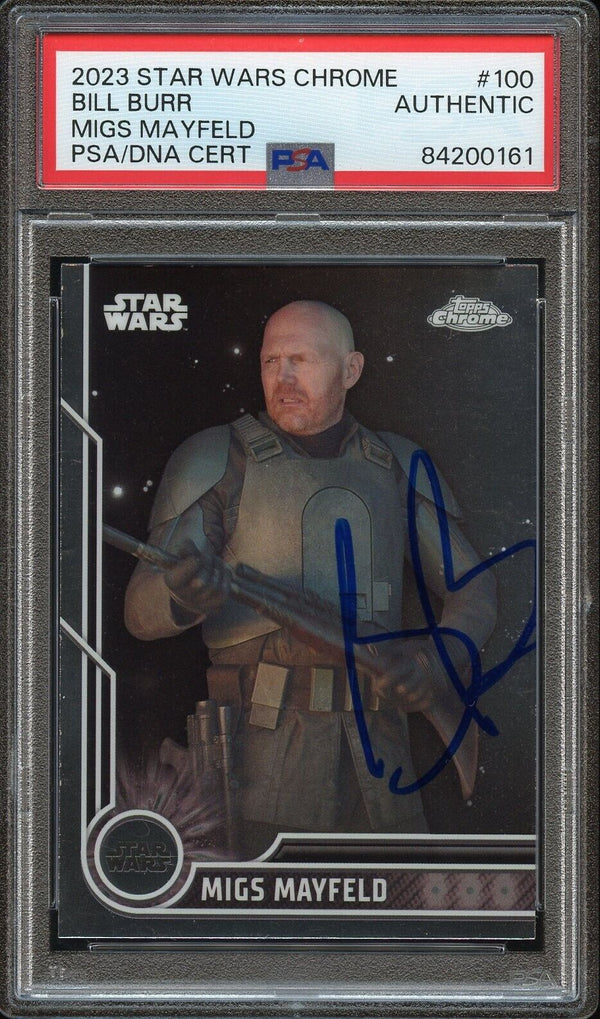 2023 Topps Chrome Star Wars #100 Bill Burr Migs Mayfield Auto PSA/DNA Authentic