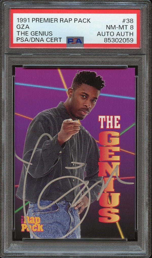 1991 Premier Rap Pack #38 The Genius GZA Auto PSA 8 NM-MT