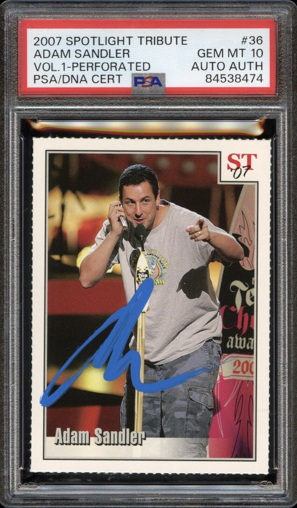2007 Spotlight Tribute #36 Adam Sandler Vol. 1 Perforated Auto PSA 10 Gem Mint