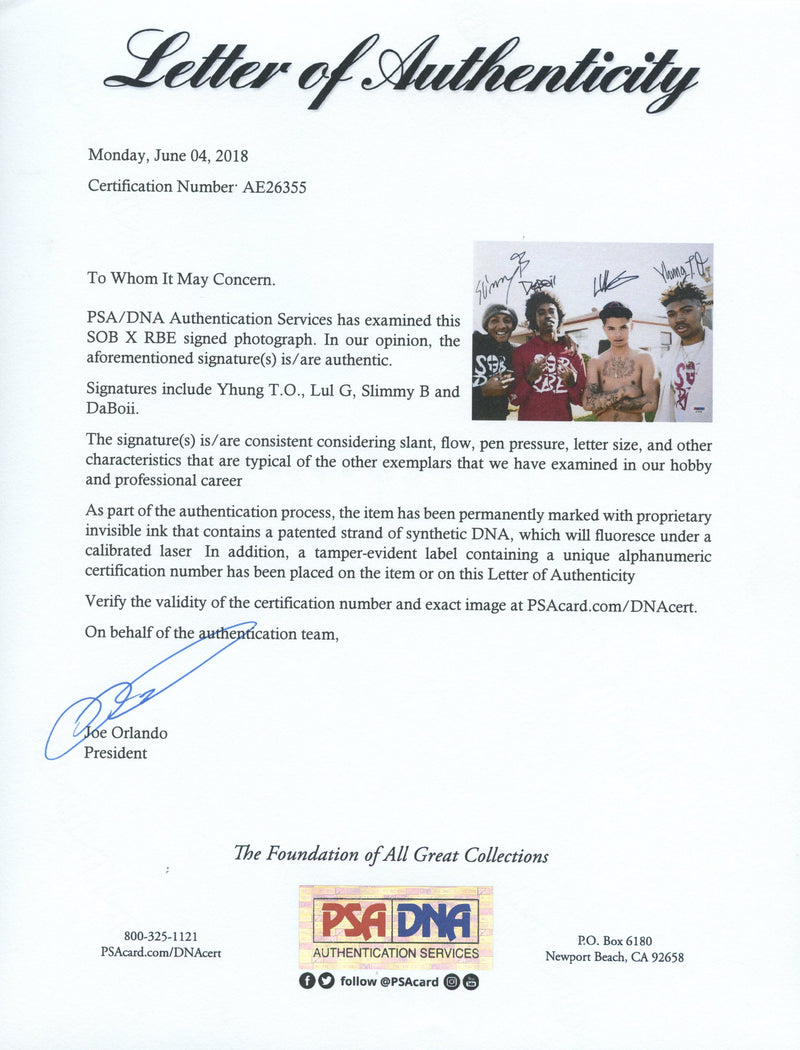 SOB x RBE Signed Autographed 11x14 Photo PSA/DNA Authenticated