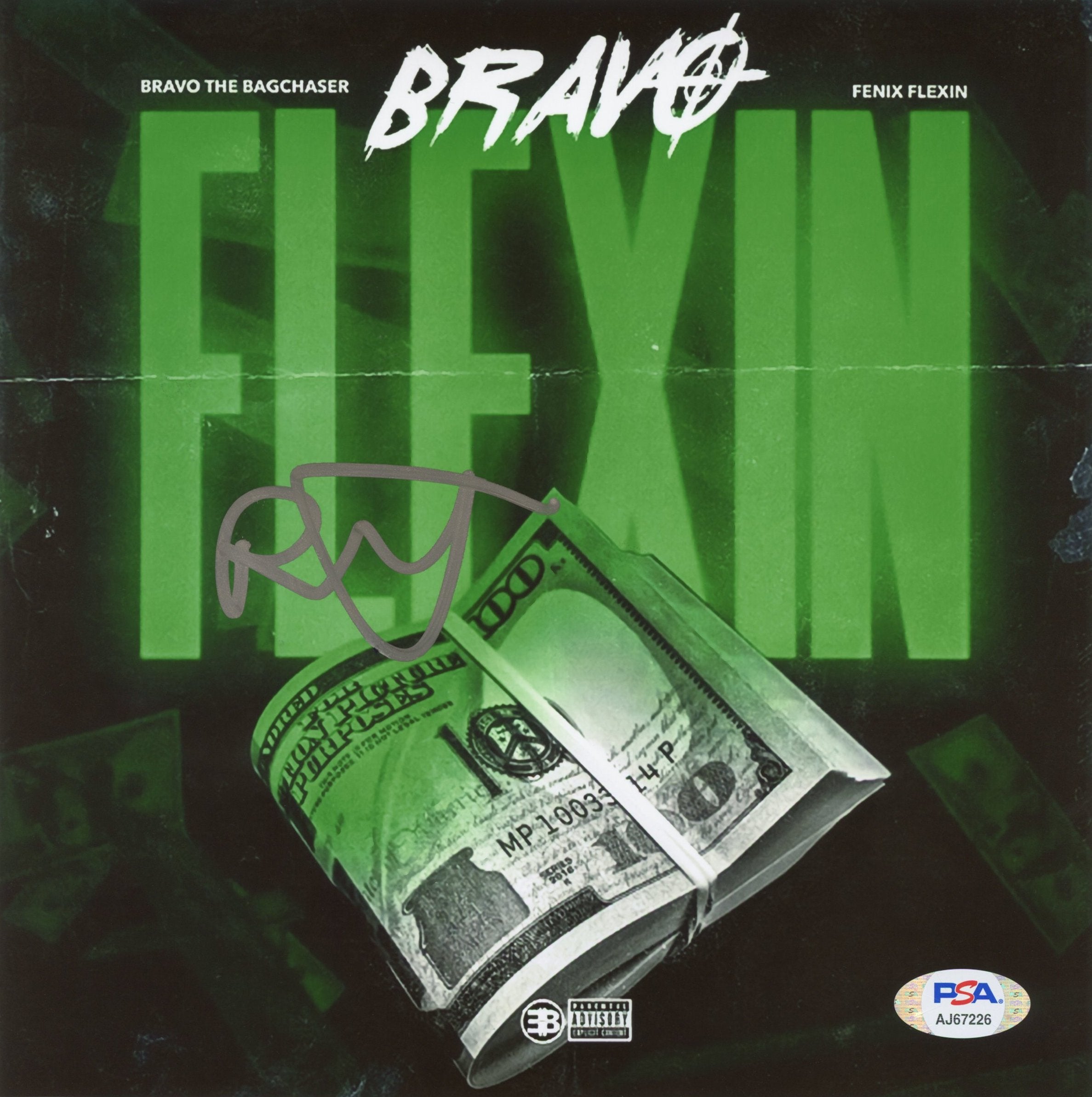 Bravo The Bagchaser Signed Autographed 8x8 Photo “Bravo Flexin” PSA/DN